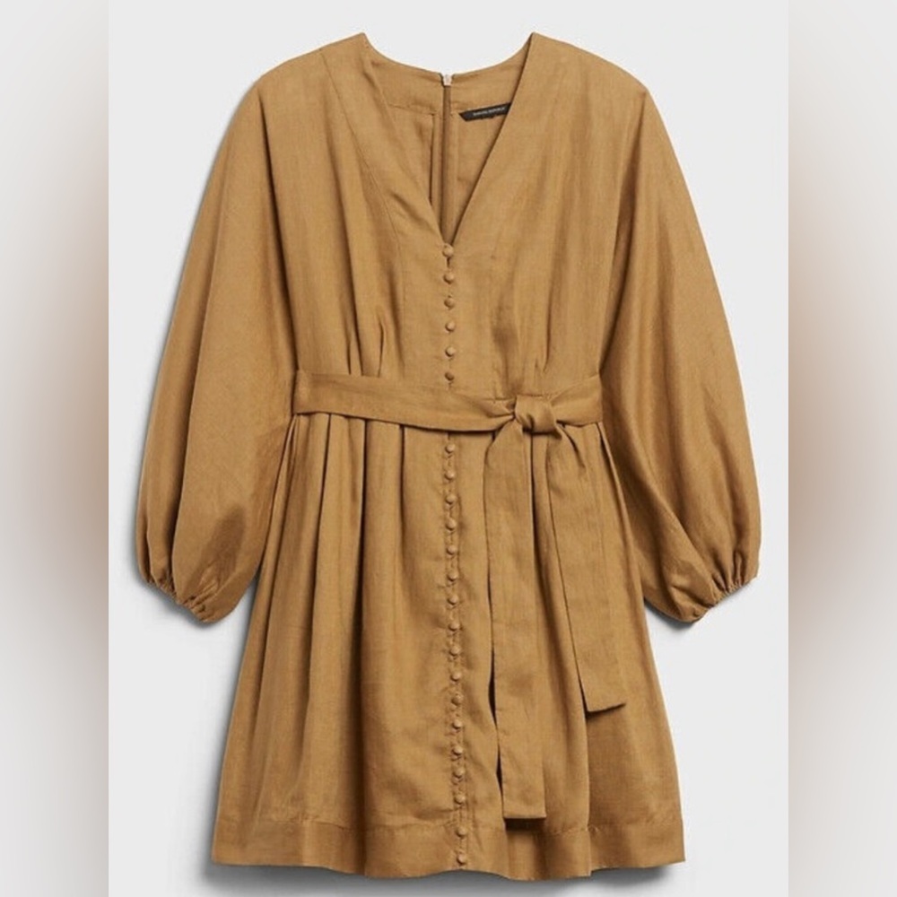 Banana Republic Linen Balloon-Sleeve Mini Dress